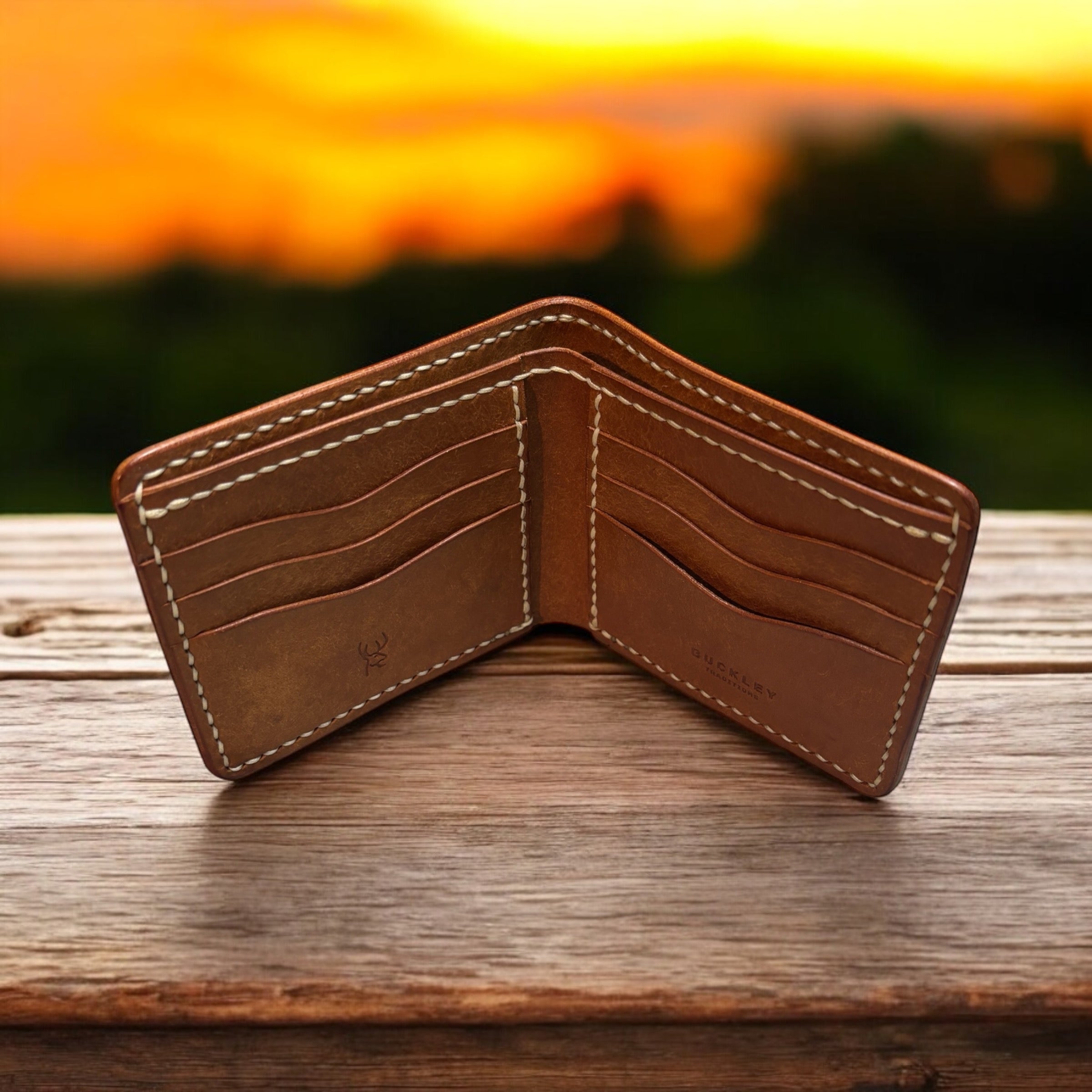 Italian Badalassi Carlo Veg tan Top grain wallet/card holder with 3 large pockets Chocolate Brown store and Peacock Blue